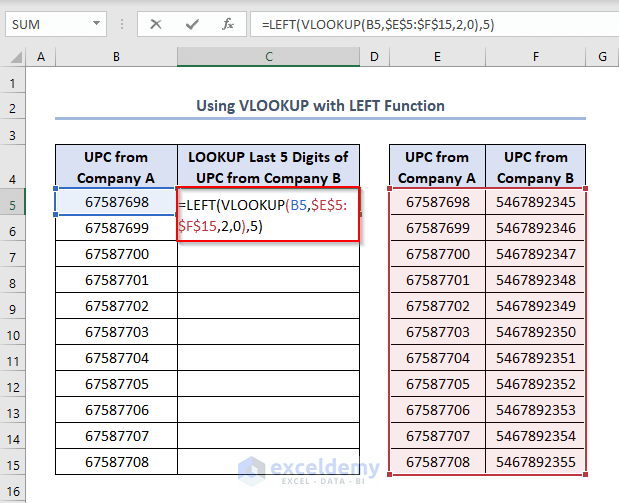 How To Vlookup Partial Match For First 5 Characters In Excel