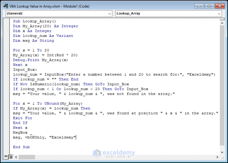 how-to-find-lookup-value-in-array-in-excel-vba-2-easy-ways