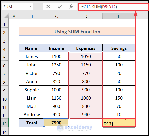 how-to-add-and-subtract-in-one-cell-in-excel-6-ways