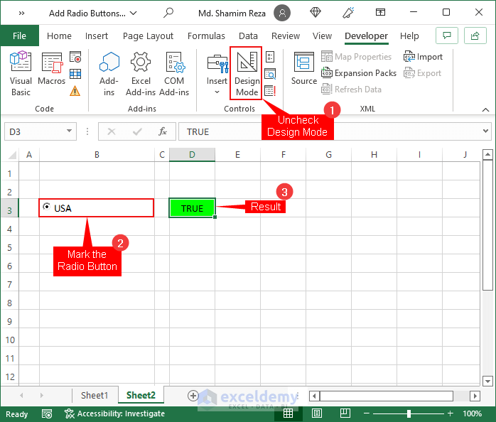 How to Add Radio Buttons in Excel (2 Effective Ways) - ExcelDemy