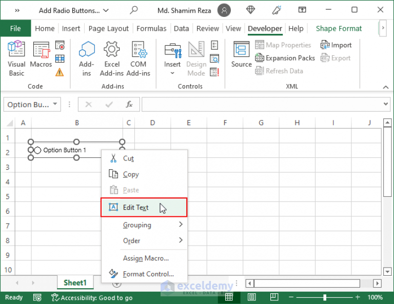 How To Add Radio Buttons In Excel 2 Effective Ways ExcelDemy