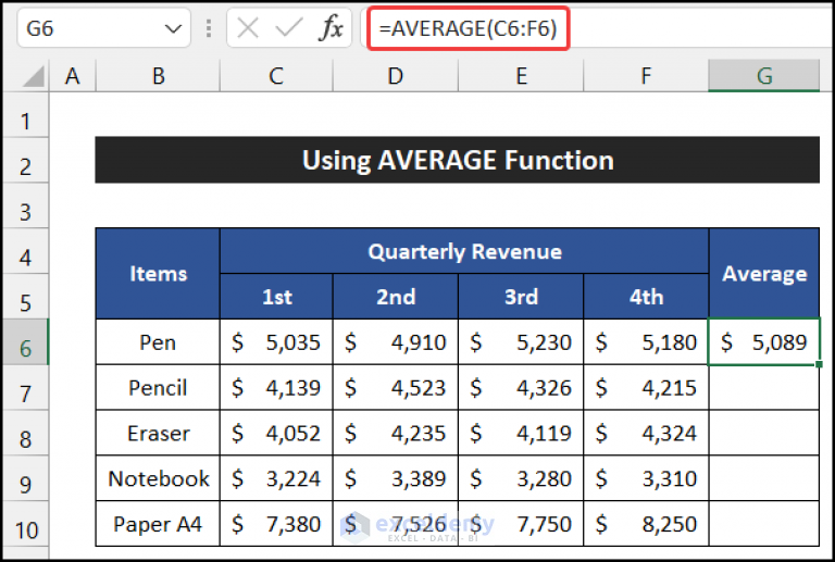 how-to-calculate-average-quarterly-revenue-in-excel-8-ways