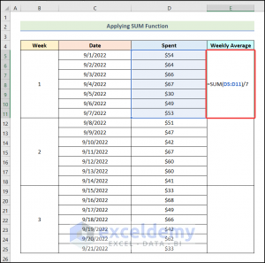 How To Calculate Weekly Average In Excel (4 Easy Ways)