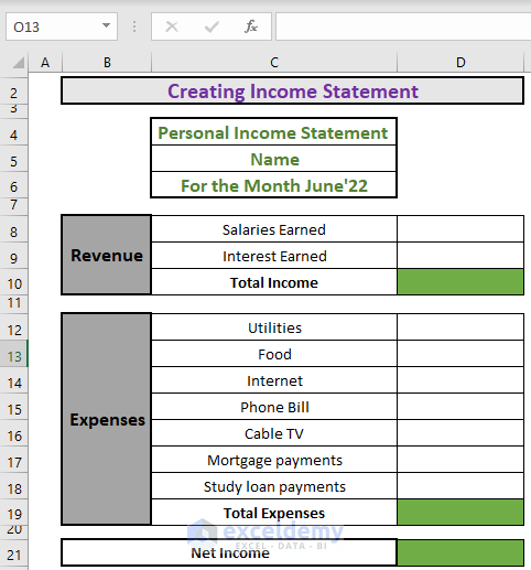  How To Create A Personal Financial Statement In Excel 