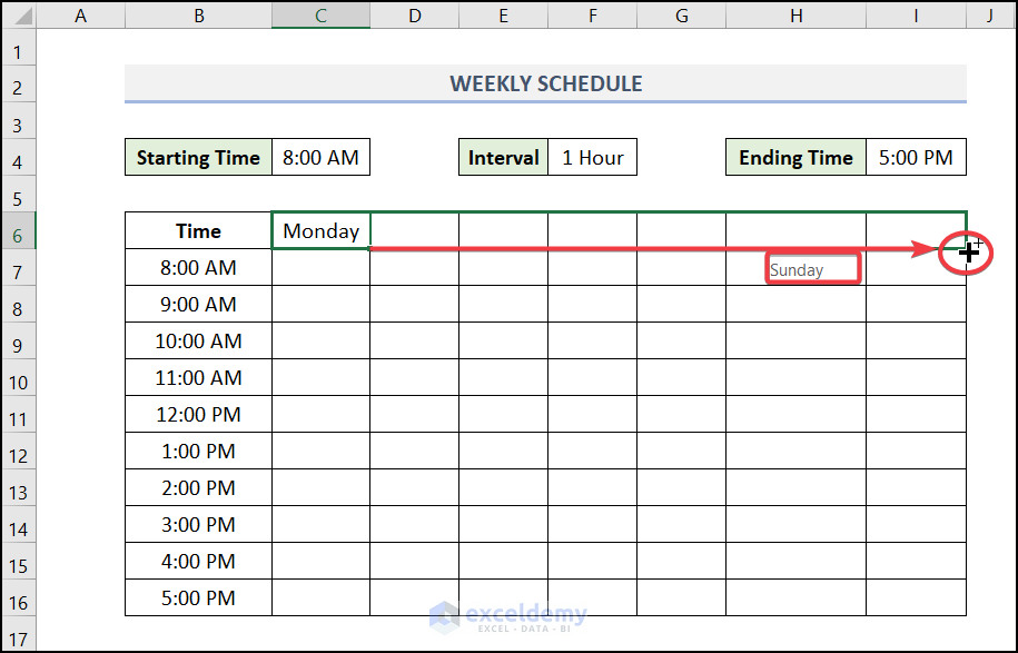 How To Create A Weekly Schedule In Excel 2 Suitable Methods 