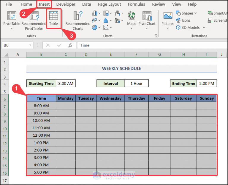 how-to-create-a-weekly-schedule-in-excel-2-suitable-methods