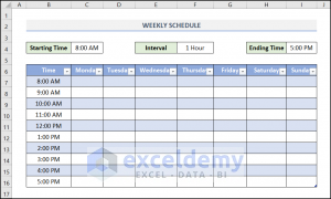 How to Create a Weekly Schedule in Excel (2 Suitable Methods)