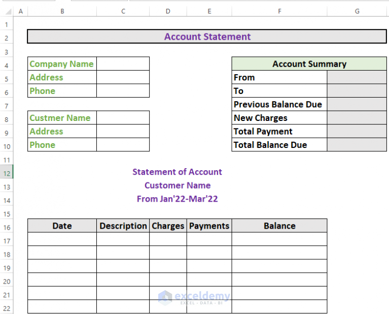 How to Create Account Statement in Excel (with Easy Steps)