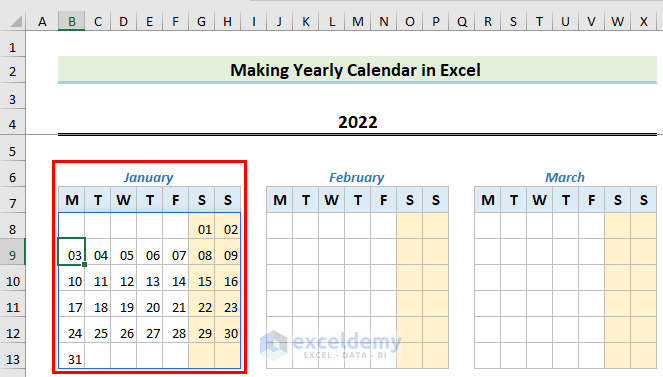 how-to-make-a-calendar-in-excel-without-template-2-examples