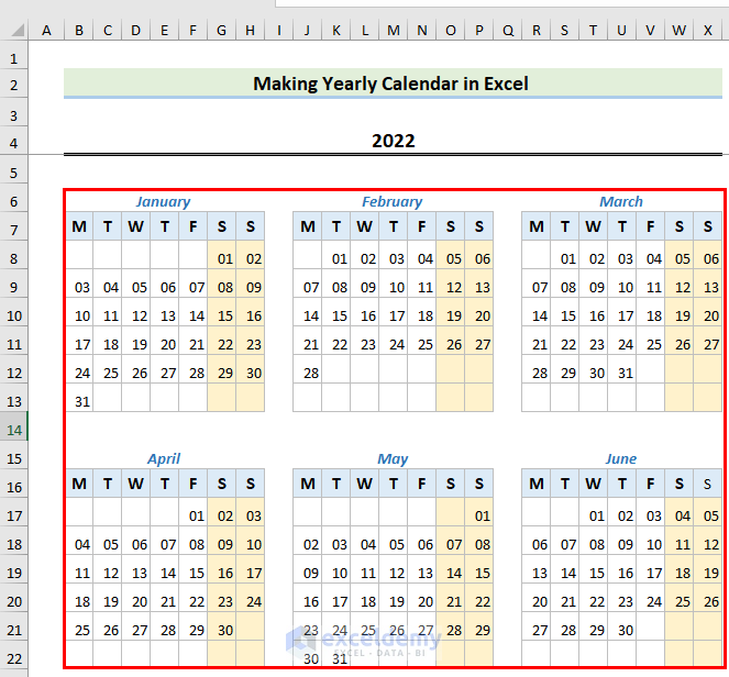 how-to-make-a-calendar-in-excel-without-template-2-examples