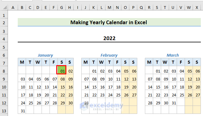 how-to-make-a-calendar-in-excel-without-template-2-examples