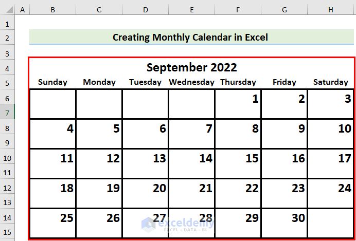 how-to-make-a-calendar-in-excel-without-template-2-examples