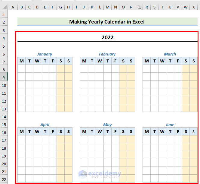  How To Make A Calendar In Excel Without Template 2 Examples 