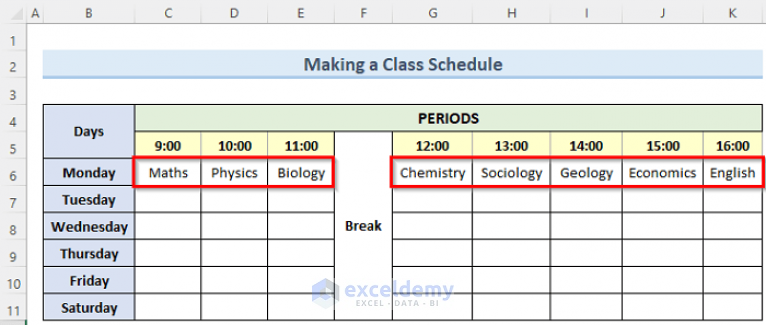 how-to-make-a-class-schedule-on-excel-with-easy-steps