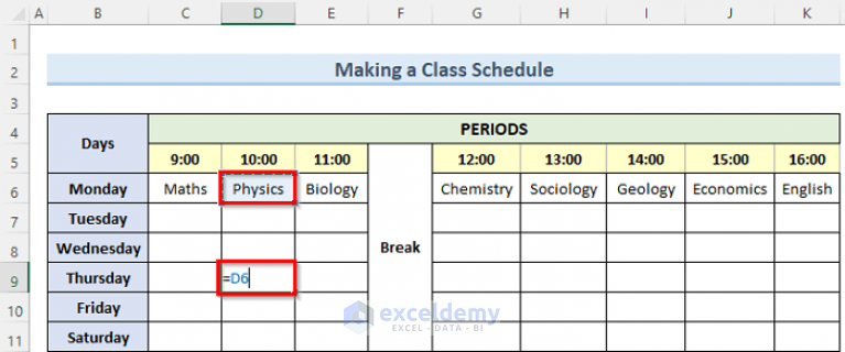 How To Make A Class Schedule On Excel (With Easy Steps)