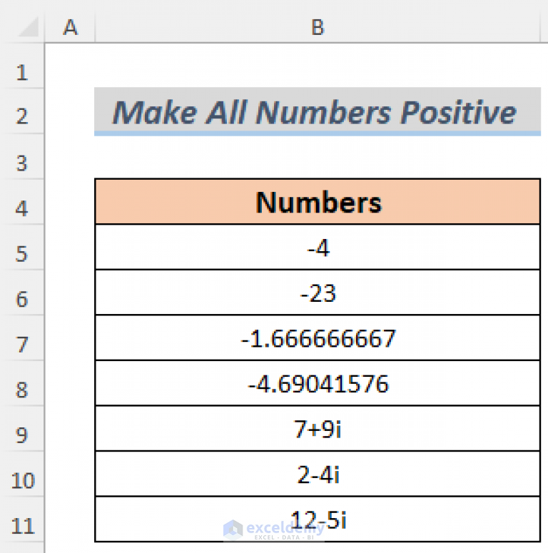 How Do You Make All Numbers Positive In Excel