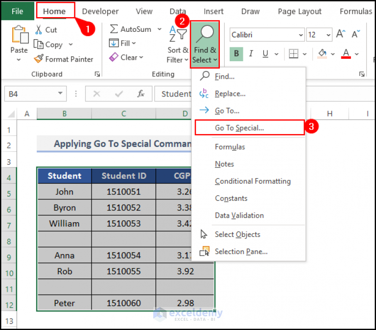 how to remove missing values in excel