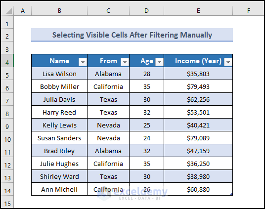 How To Select Visible Cells In Excel With Vba 5 Easy Methods