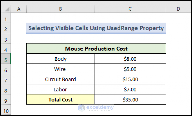 How To Select Visible Cells In Excel With Vba 5 Easy Methods 7295