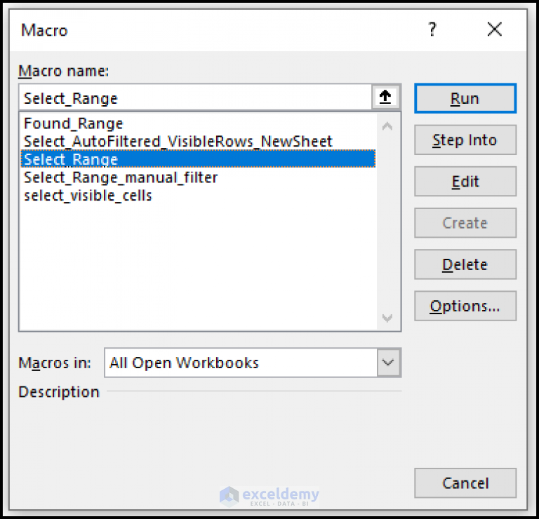 How to Select Visible Cells in Excel with VBA (5 Easy Methods)