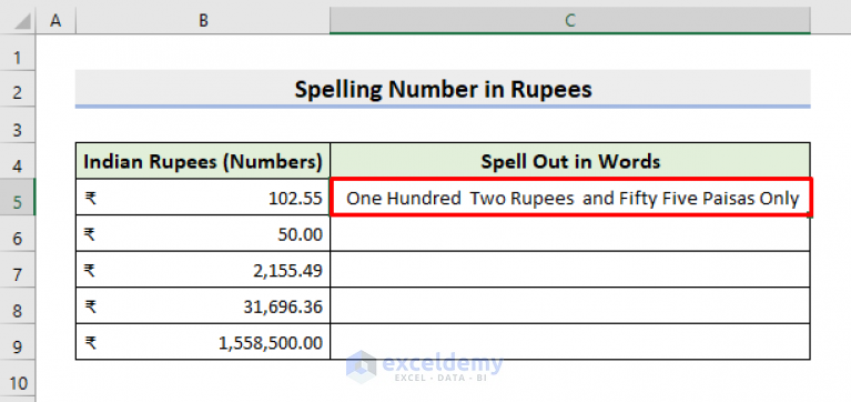 how-to-spell-number-in-rupees-in-excel-with-easy-steps