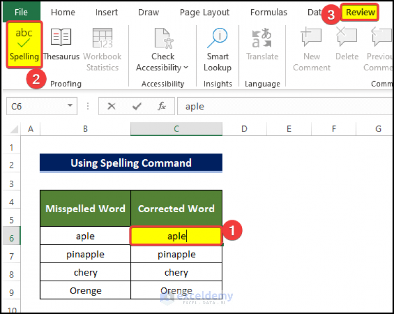 how-to-check-spelling-and-grammar-in-excel-4-ways