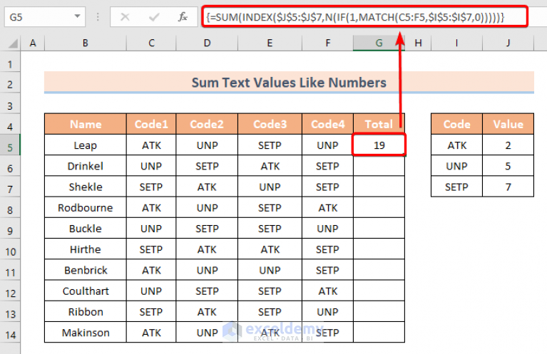 Can You Sum Text In Excel