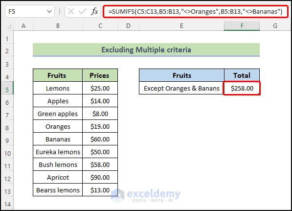 How To Calculate Sum Of Values Based On Multiple Conditions Using Sumifs Function In Excel