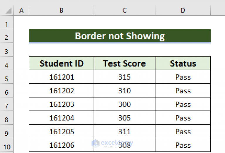  Fixed Border Not Showing In Excel 6 Solutions ExcelDemy