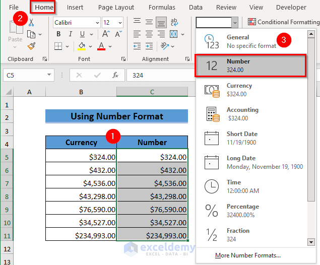 How To Convert Currency To A Number In Excel 6 Easy Ways 