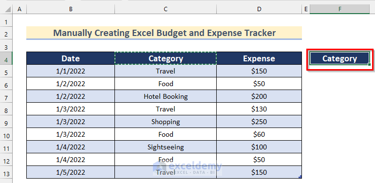 excel budget and expense tracker