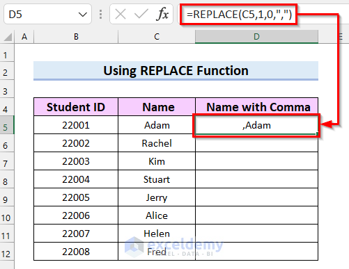 how-to-add-comma-before-text-in-excel-6-suitable-ways