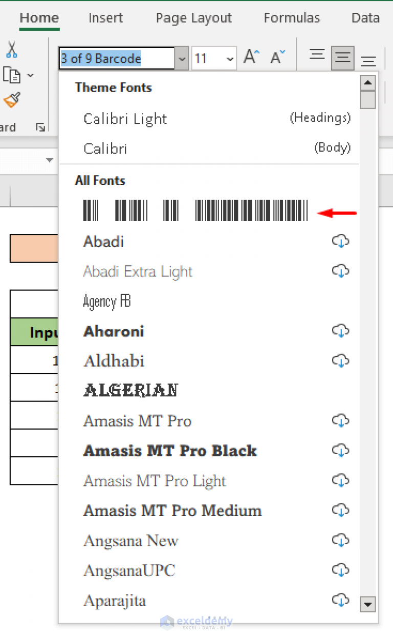 how-to-create-barcode-using-3-of-9-font-in-excel-exceldemy