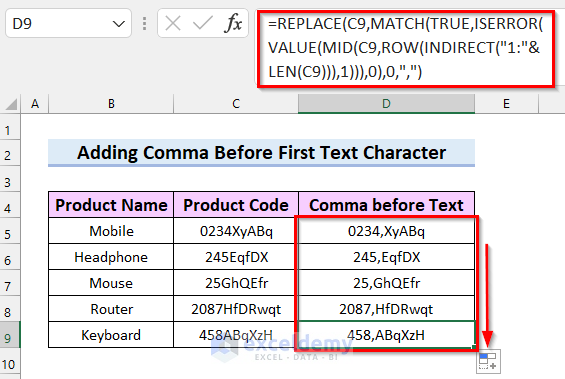 how-to-add-comma-before-text-in-excel-6-suitable-ways