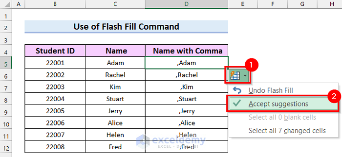 Add Comma Before Text In Excel