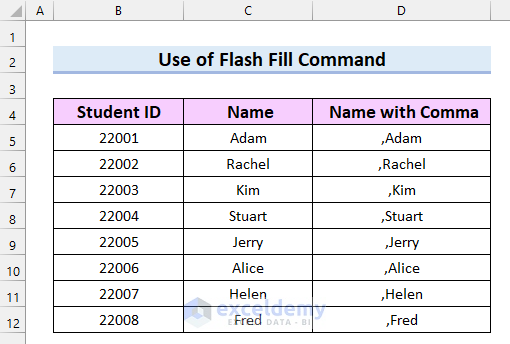 how-to-add-comma-before-text-in-excel-6-suitable-ways