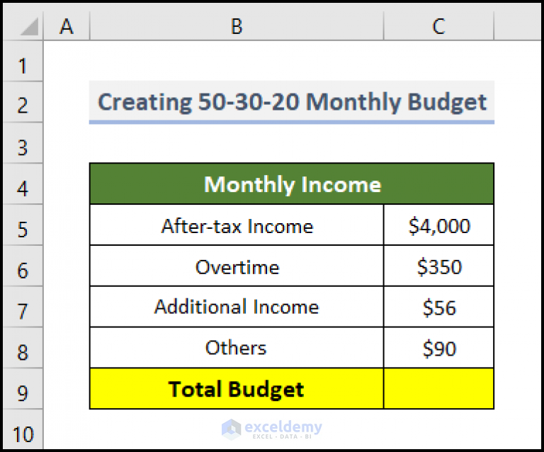 How to Create a 503020 Budget Spreadsheet in Excel