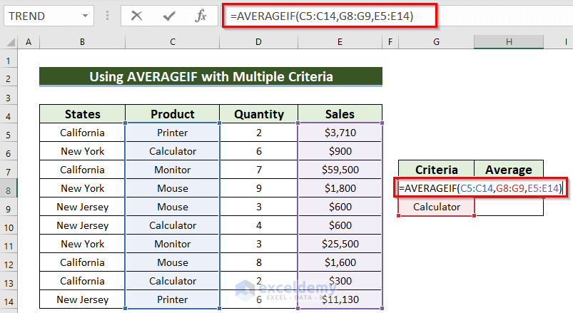 How To Use Excel AVERAGEIF With Multiple Criteria 5 Examples 