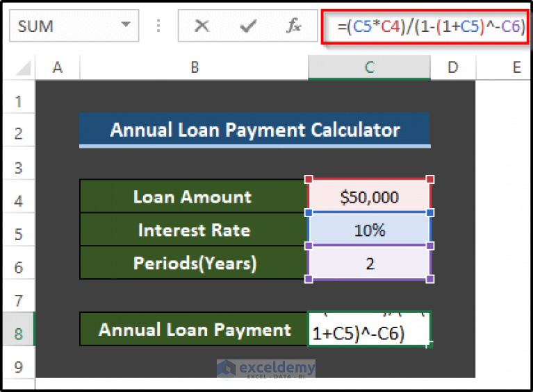 how-to-create-annual-loan-payment-calculator-in-excel-3-ways