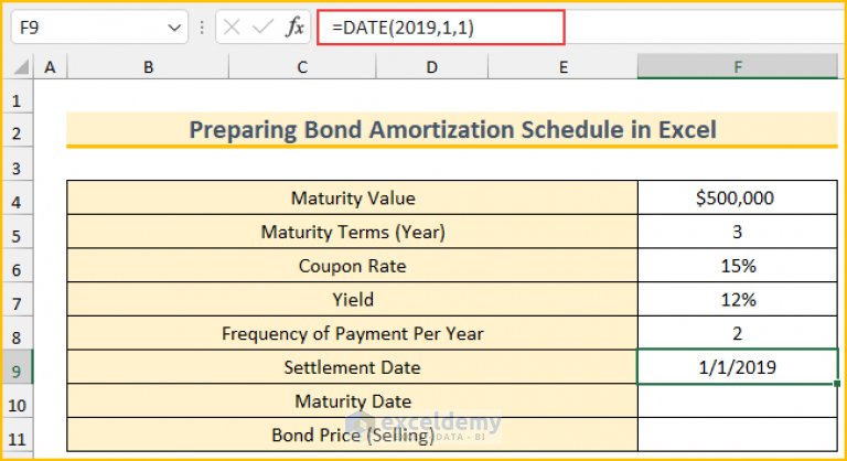 Preparing Bond Amortization Schedule In Excel With Easy Steps 6043