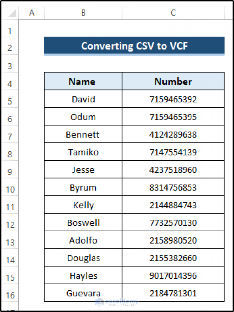 How To Convert Csv File To Vcf Using Excel With Easy Steps 9392