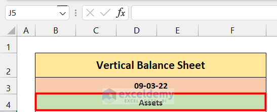 How to Create Vertical Balance Sheet in Excel