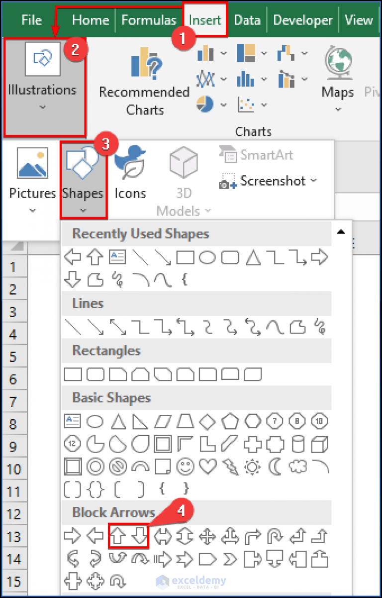 add up down arrows in excel