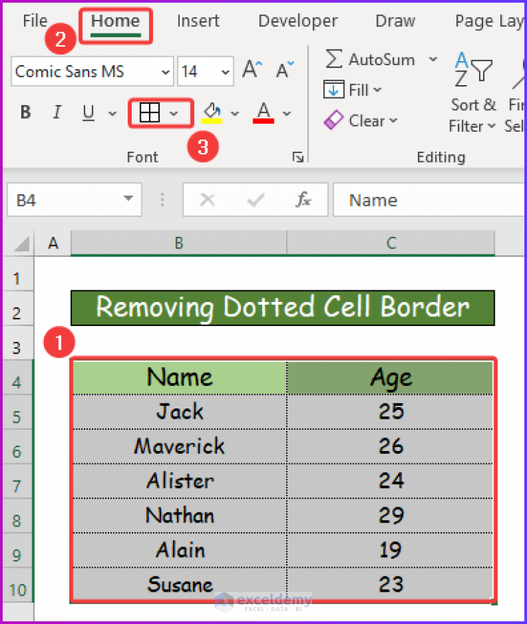 How To Get Dotted Border In Excel