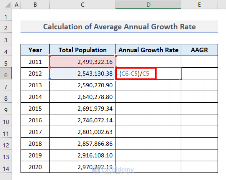 How To Calculate Population Growth Rate In Excel - ExcelDemy