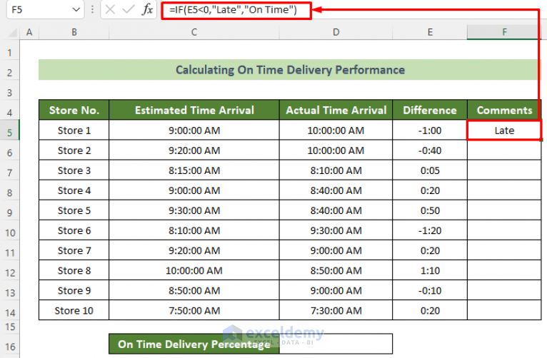 how-to-calculate-on-time-delivery-performance-in-excel