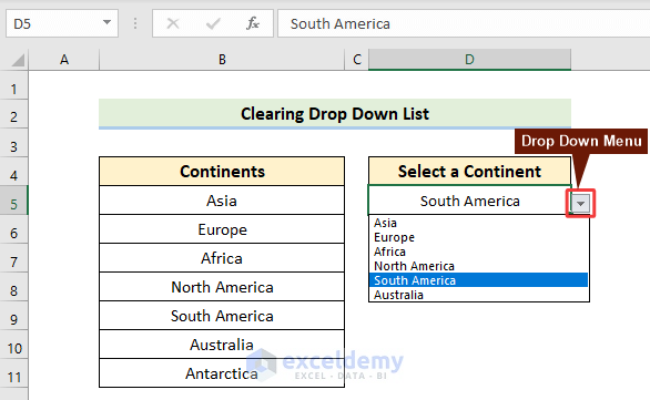 How To Clear Drop Down List In Excel