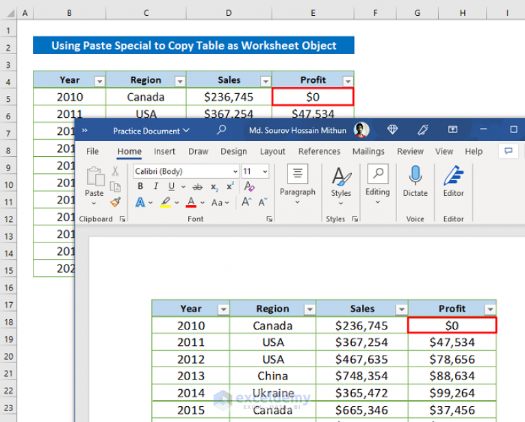 How To Copy Table From Excel To Word Easy Ways Exceldemy