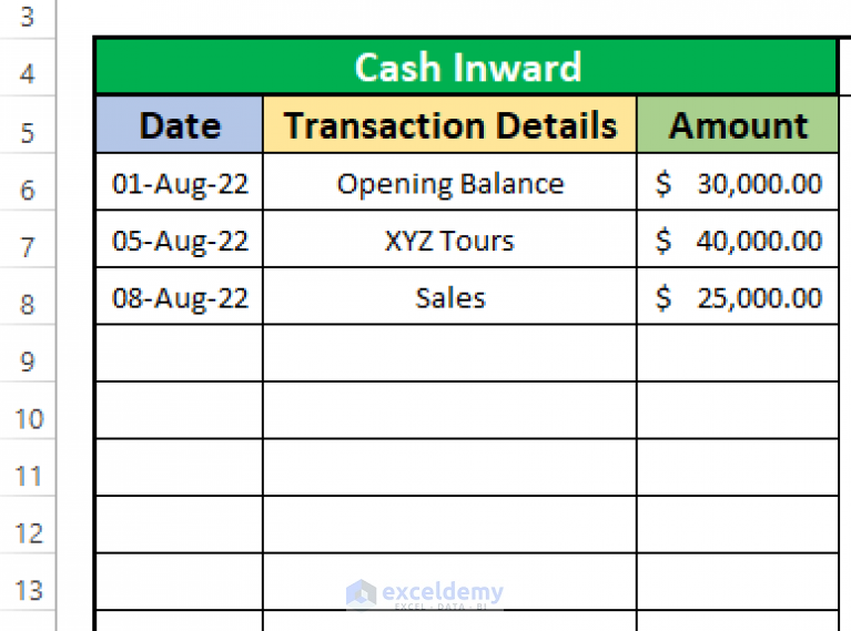 How to Create Daily Cash Book Format in Excel (with Easy Steps)