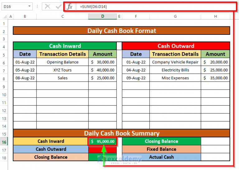 How to Create Daily Cash Book Format in Excel (with Easy Steps)